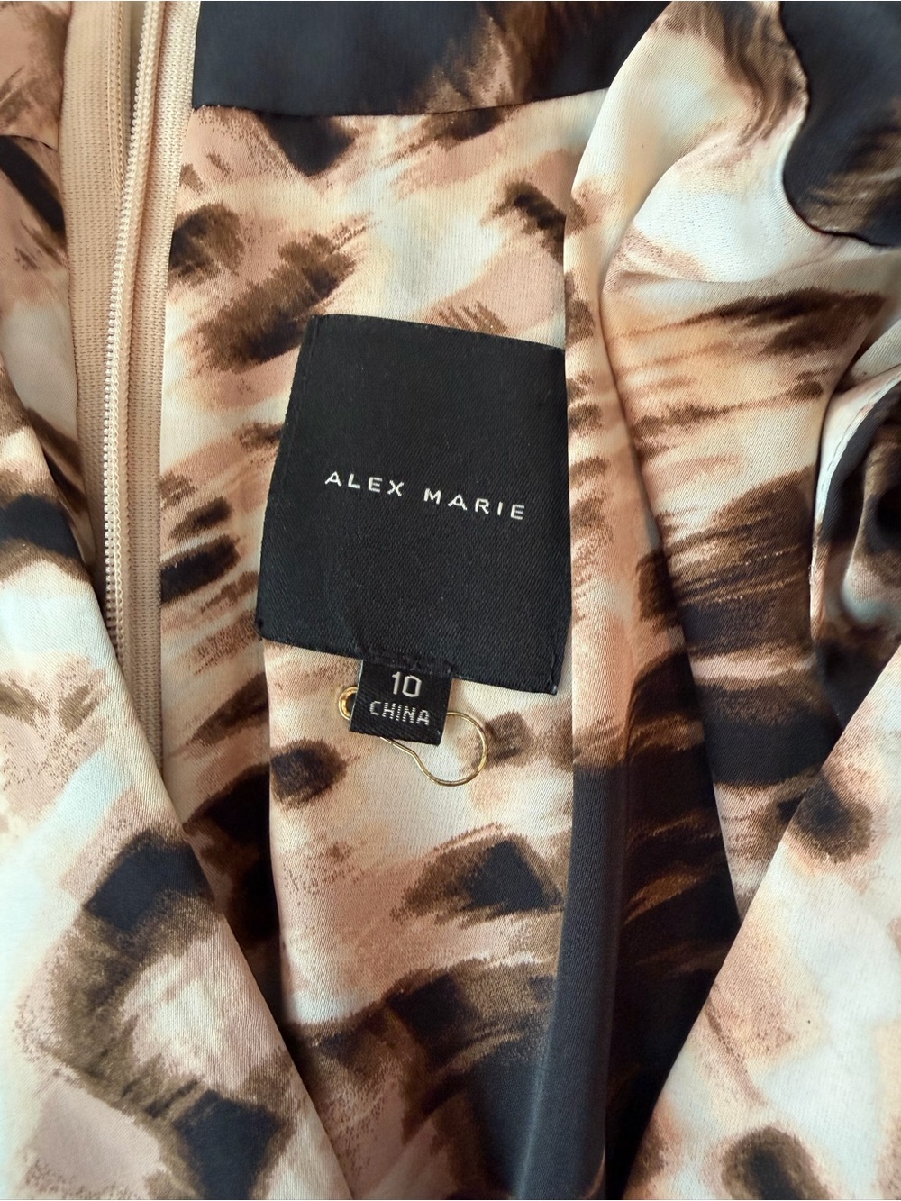 Alex Marie Sleeveless Maxi Belted Dress in Tan and Black Animal Print. Size 10 - Picture 6 of 8